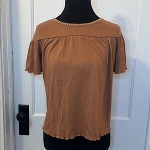Girls burnt orange/brown flowy top size L 10/12